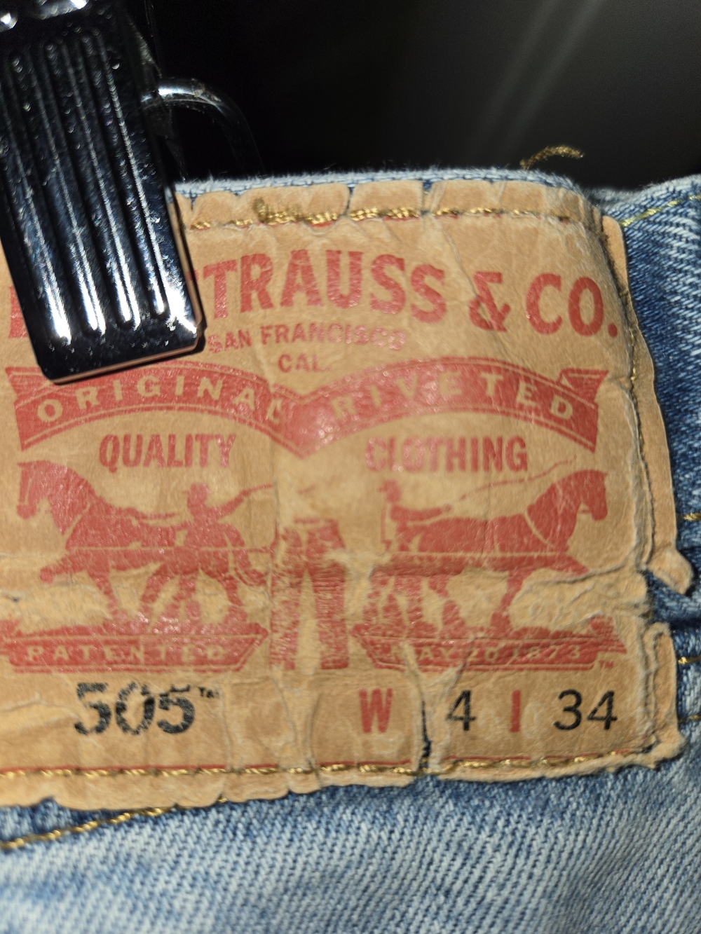 Thrashed Levi's 505 Distressed Regular Fit Straight Jeans Men's 34x34 Light Wash